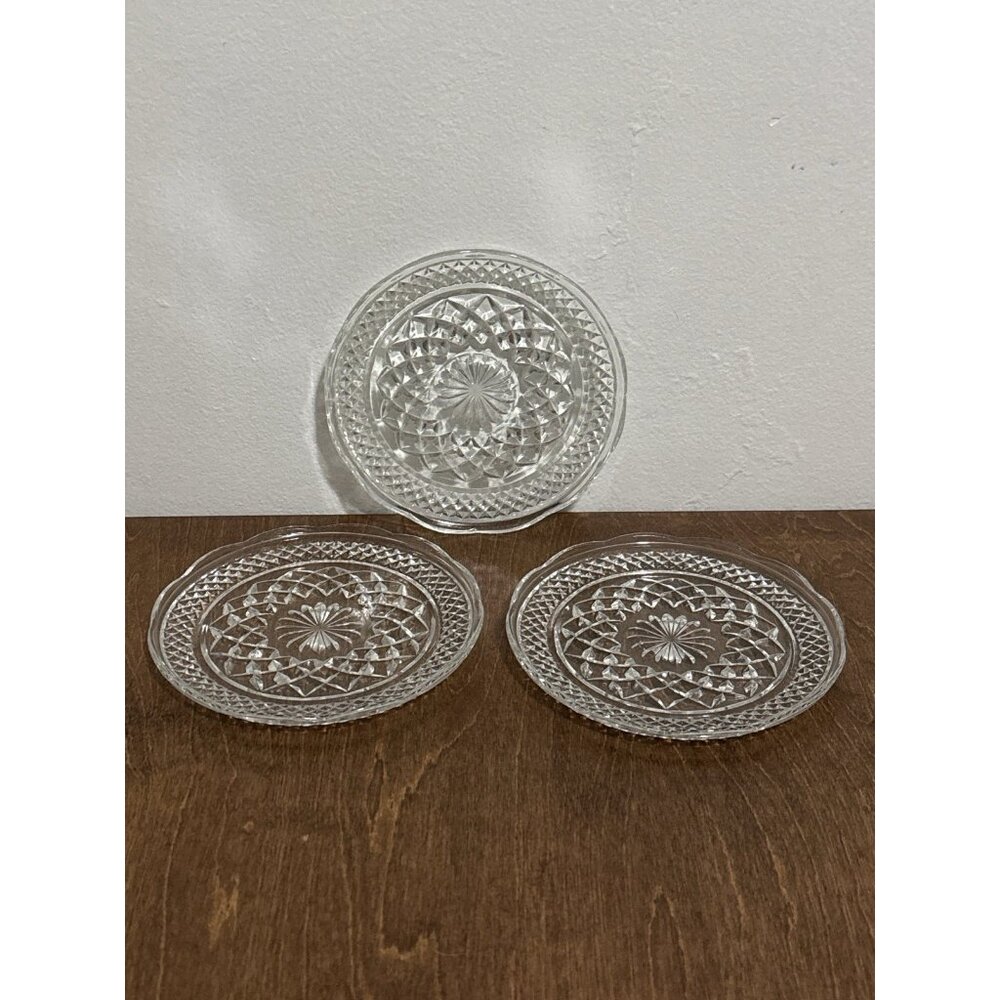 Set of 3 ANCHOR‎ HOCKING WEXFORD SALAD/DESSERT/BREAD Plate 6" Scalloped Edge